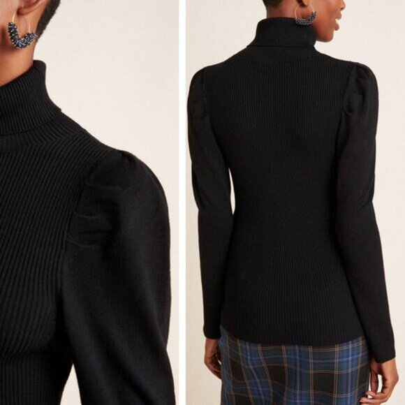 BY ANTHROPOLOGIE Cecilia Puff-Sleeved Turtleneck Sweater Sz XL - Picture 3 of 6